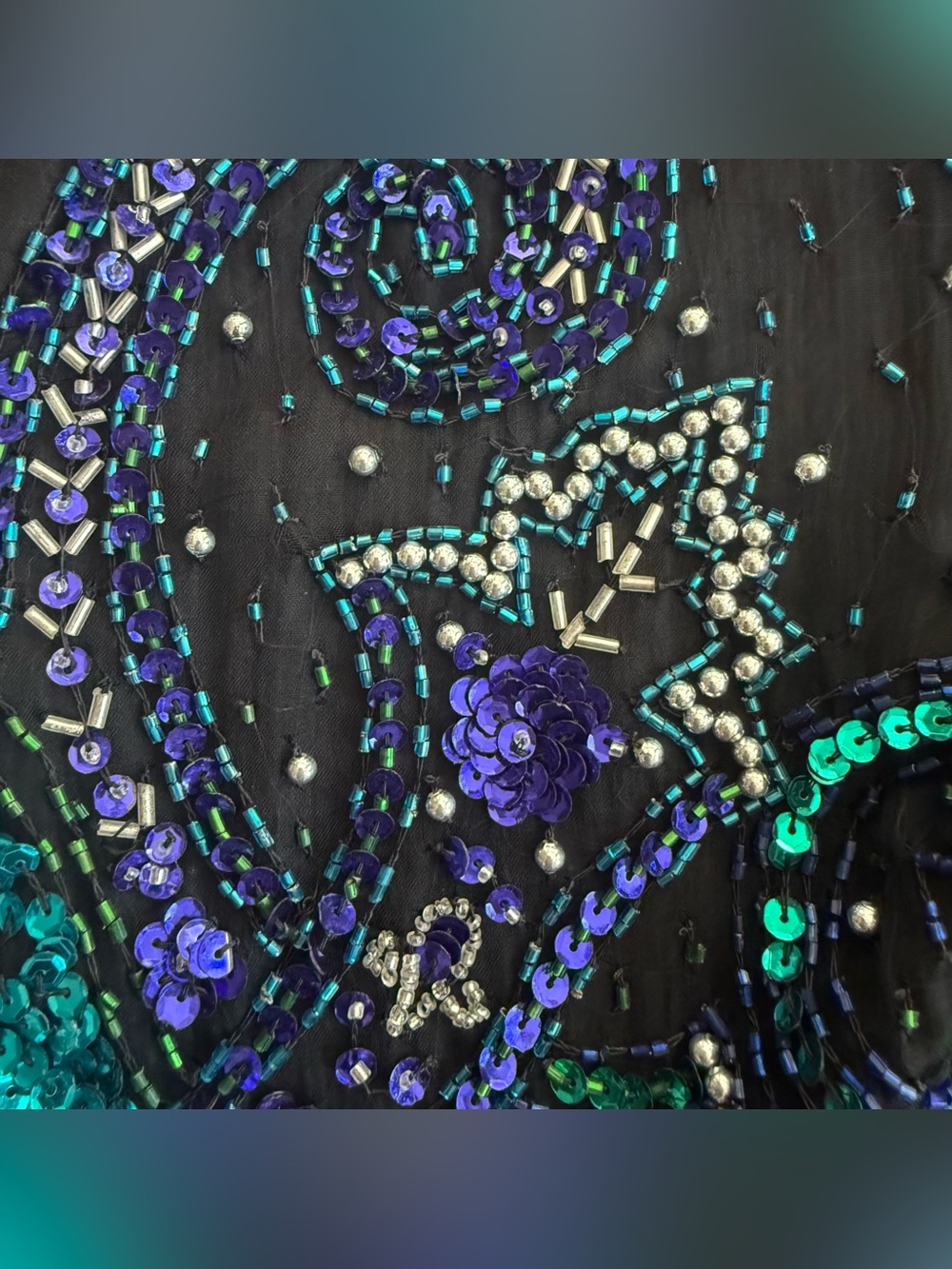 Vintage 80s Deadstock Laurence Kazar Silk Sequin Top ~ Size XL - Picture 7 of 9